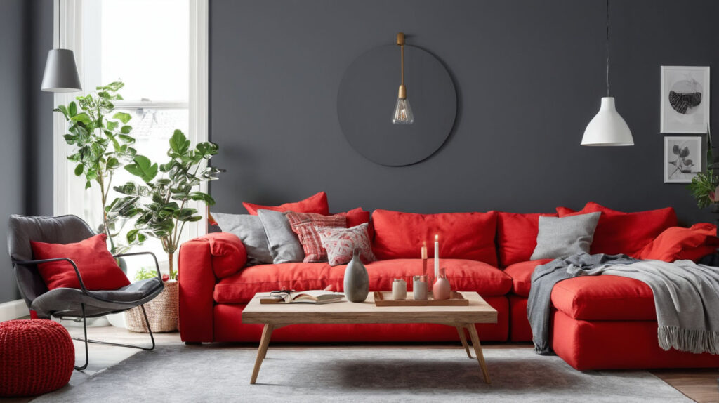 red and Grey Scandinavian Living Room-01